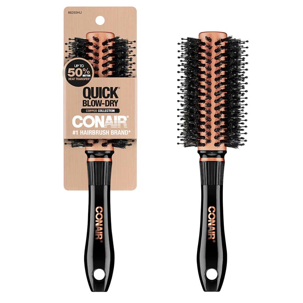 Conair Blow Dryer Brush - Hair Dryer Brush - Round Brush for Blow Out - Quick Blow Dry Copper Collection Round