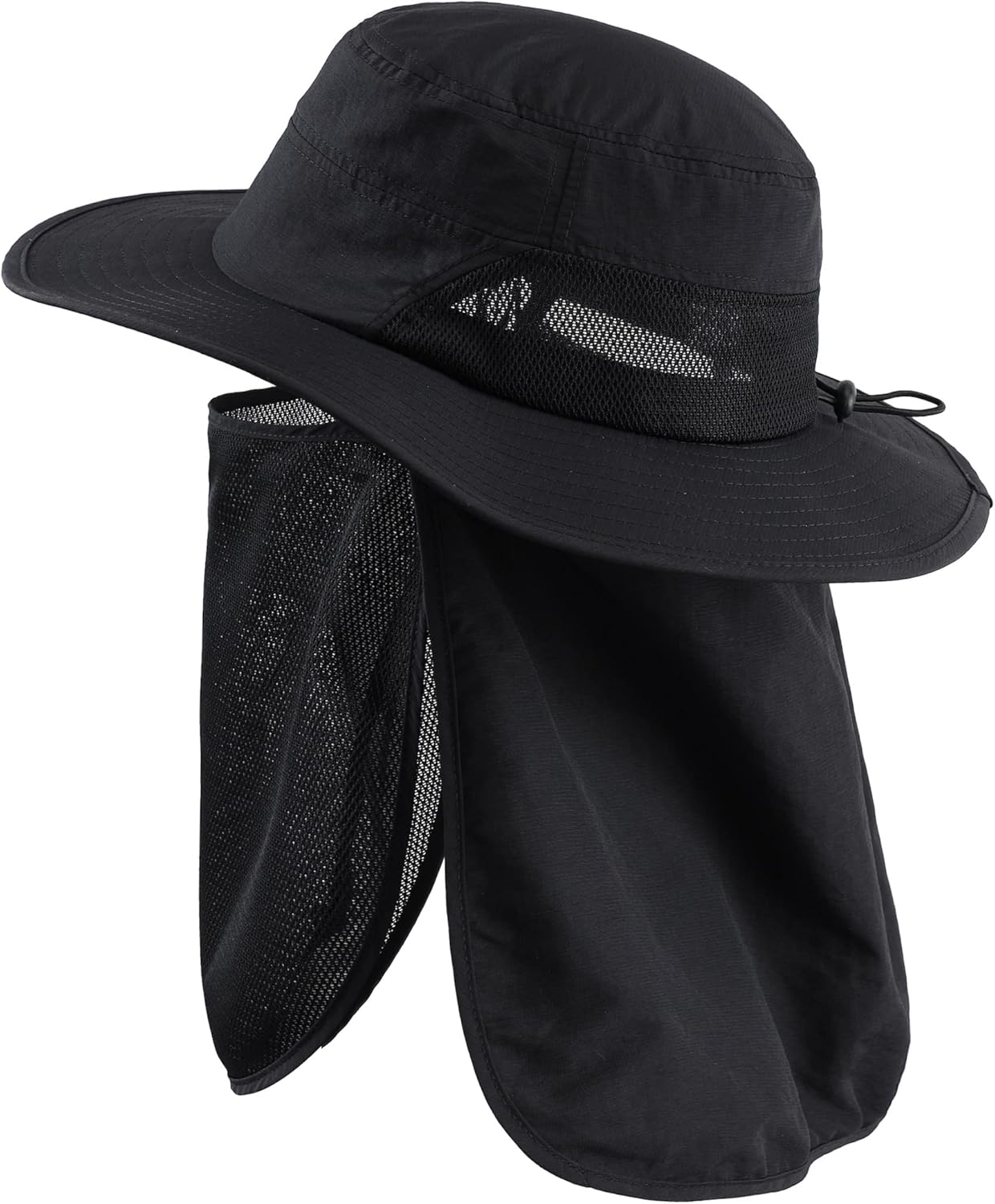 Home Prefer UPF50  Mens Sun Hat with Neck Flap Wide Brim UV Sun Protection Hat with Neck Flap Womens Gardening Beach Fishing