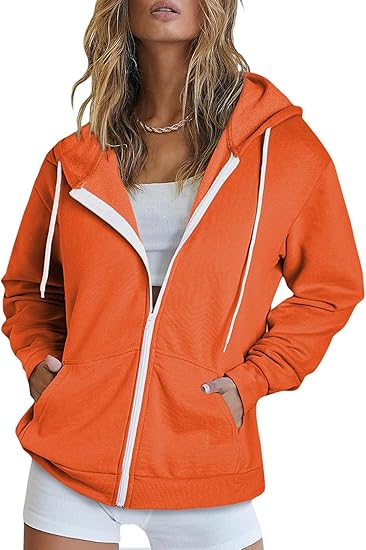 Dokotoo Women' Full Zip Up Hoodie Long Sleeve Hooded Sweatshirts Pockets Jacket Coat for Women