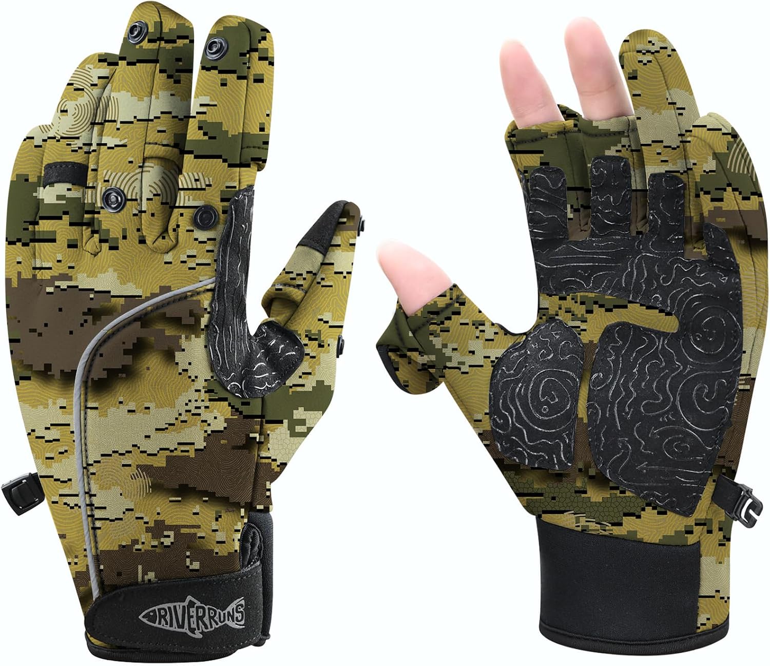 Flexible Fishing Gloves Fleece Lining Windproof Ice Fishing Gloves Water-Repellent Touchscreen 3 Cut Fingers