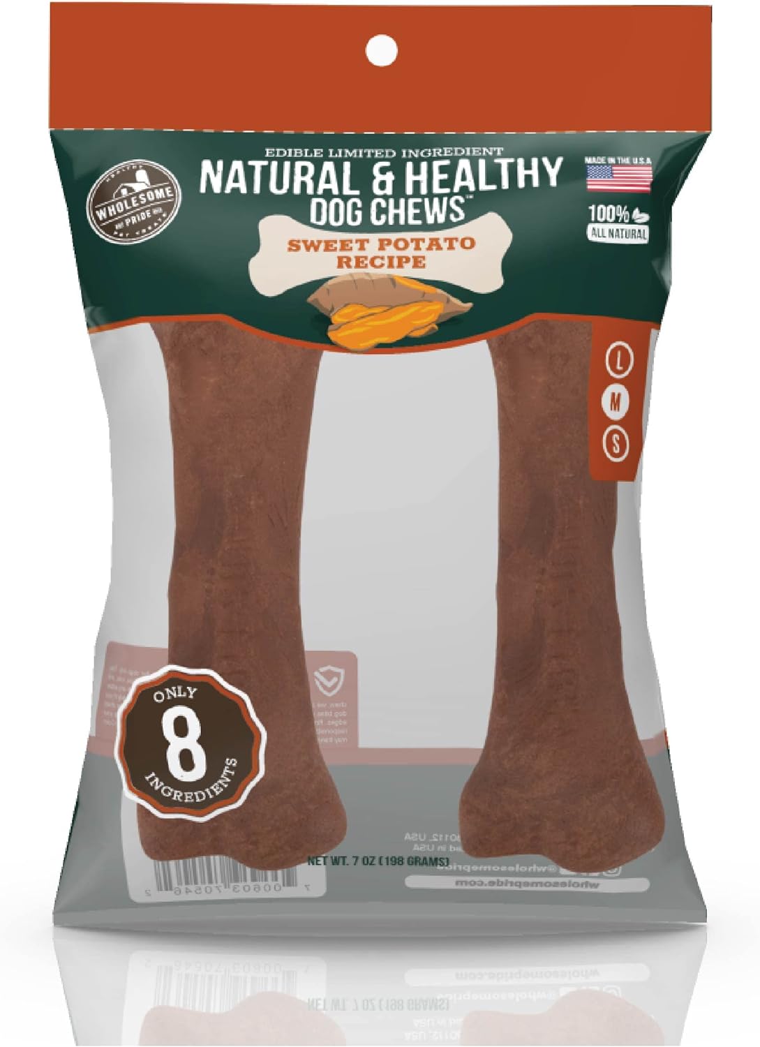 Wholesome Pride Natural & Healthy Sweet Potato Highly Digestible Dog Chews, Medium - 2 Pack