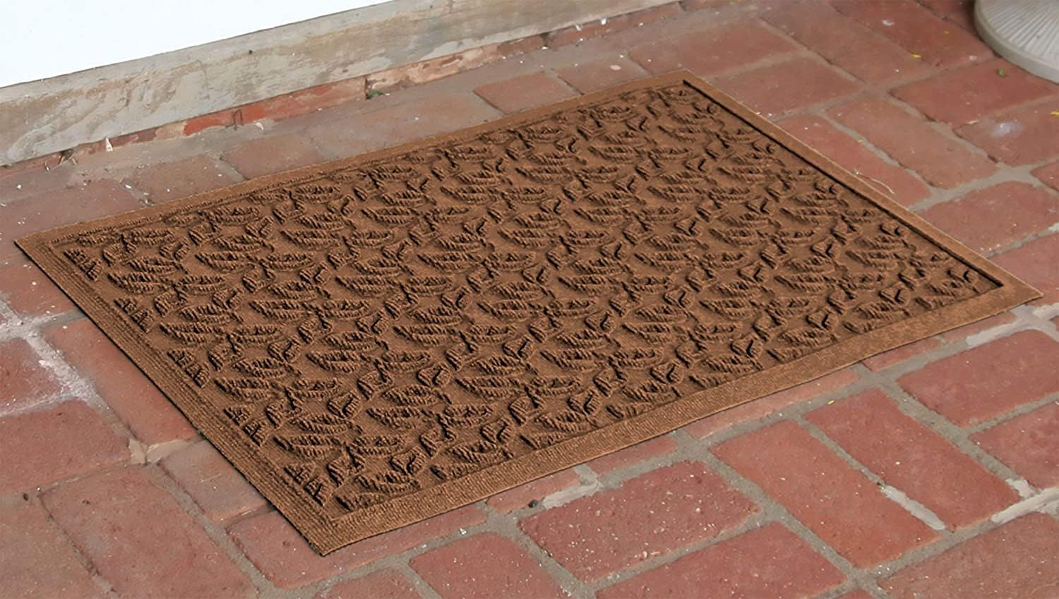 Bungalow Flooring Waterhog Door Mat, 2' x 3' Made in USA, Durable and Decorative Floor Covering, Skid Resistant, Indoor/Outdoor, Water-Trapping, Dogwood Leaf Collection, Dark Brown