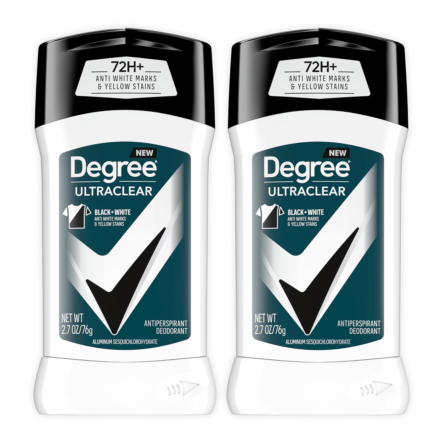 Degree Men UltraClear Antiperspirant Deodorant Black White 2 Count 72-Hour Sweat & Odor Protection Antiperspirant For Men With MotionSense Technology 2.7 oz