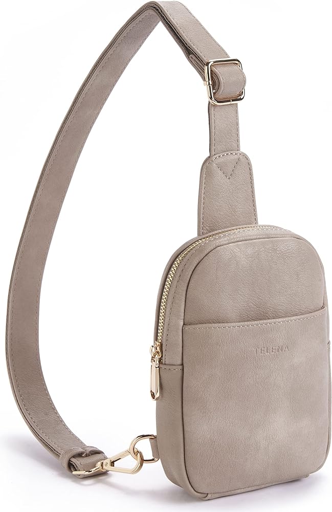 Telena Small Sling Bag for Women Leather Crossbody Fanny Packs Chest Bag for Women