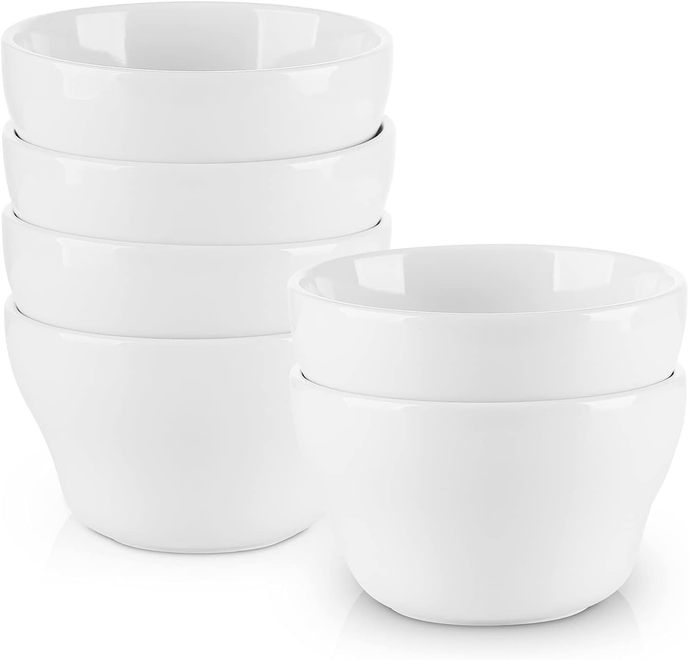 Selamica Ceramic Small Bowls Dessert Bowls 8oz Bouillon Cups for Dessert Soup Dipping Sauce Coffee Cupping Microwave and Dishwasher Safe- Set of 6(White)