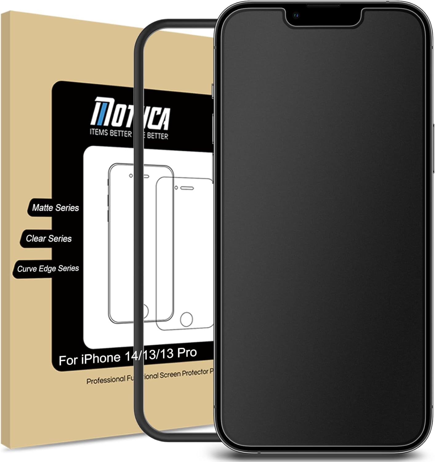 Mothca Matte Glass Screen Protector for iPhone 14 / iPhone 13 / iPhone 13 Pro [6.1 Inch] Anti-Glare & Anti-Fingerprint Tempered Glass, Smooth as Silk