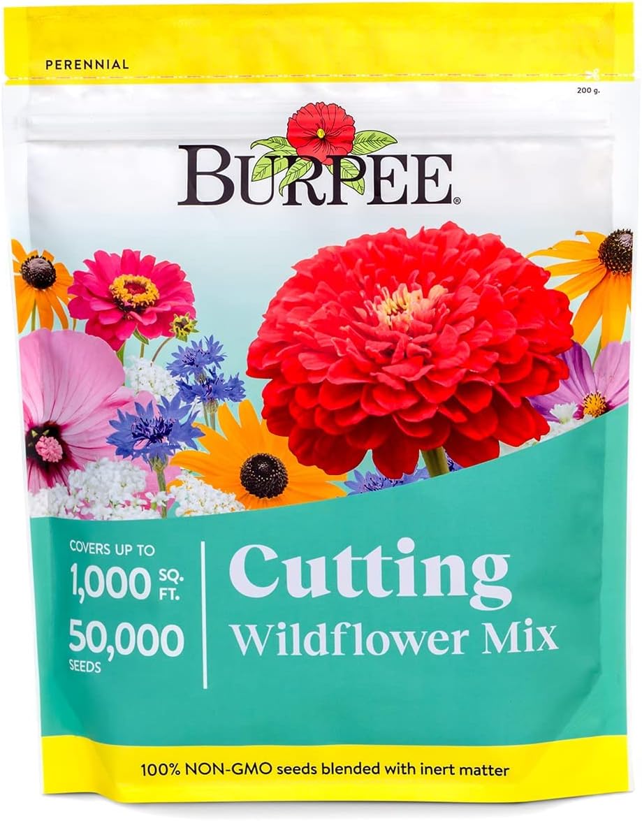 Burpee Wildflower Seeds Cutting Mix | 50,000 Bulk Seeds, Multi, 1 Bag | 15 Varieties of Non-GMO Flower Seeds | Perennial Wildflower Seeds Pollinator Mix | Covers 1,000 Sq. Ft.