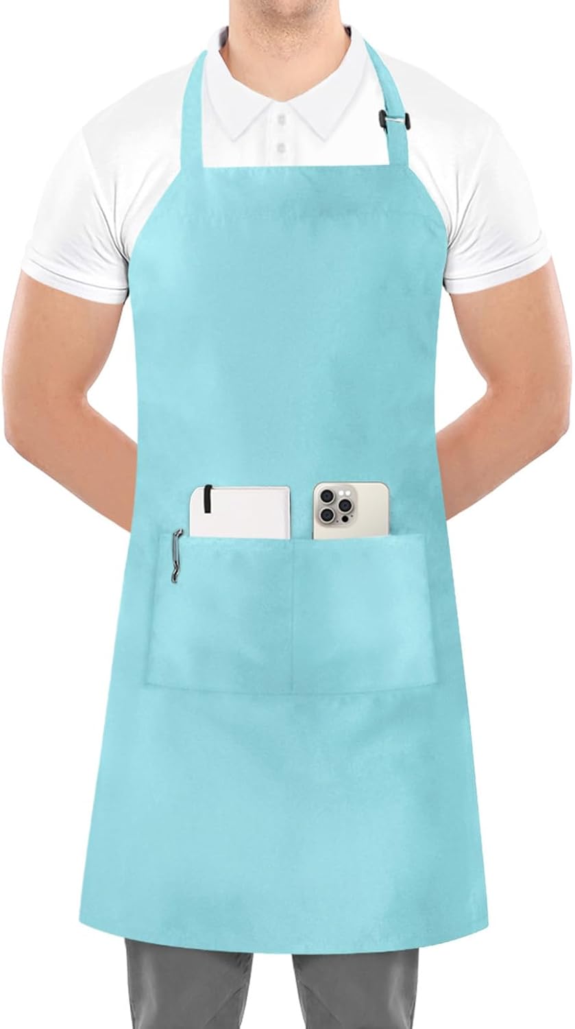 Utopia Kitchen 2 Pack Bib Apron, Adjustable with 2 Pockets, Water and Oil Resistant, Cooking Kitchen Chef Apron for Women Men