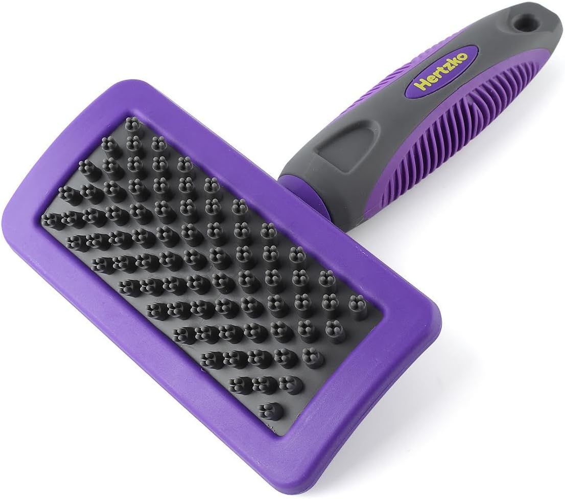 Hertzko Pet Bath & Massage Brush Great Grooming Comb for Shampooing and Massaging Dogs, Cats, Small Animals with Short or Long Hair - Soft Rubber Bristles Gently Removes Loose & Shed Fur