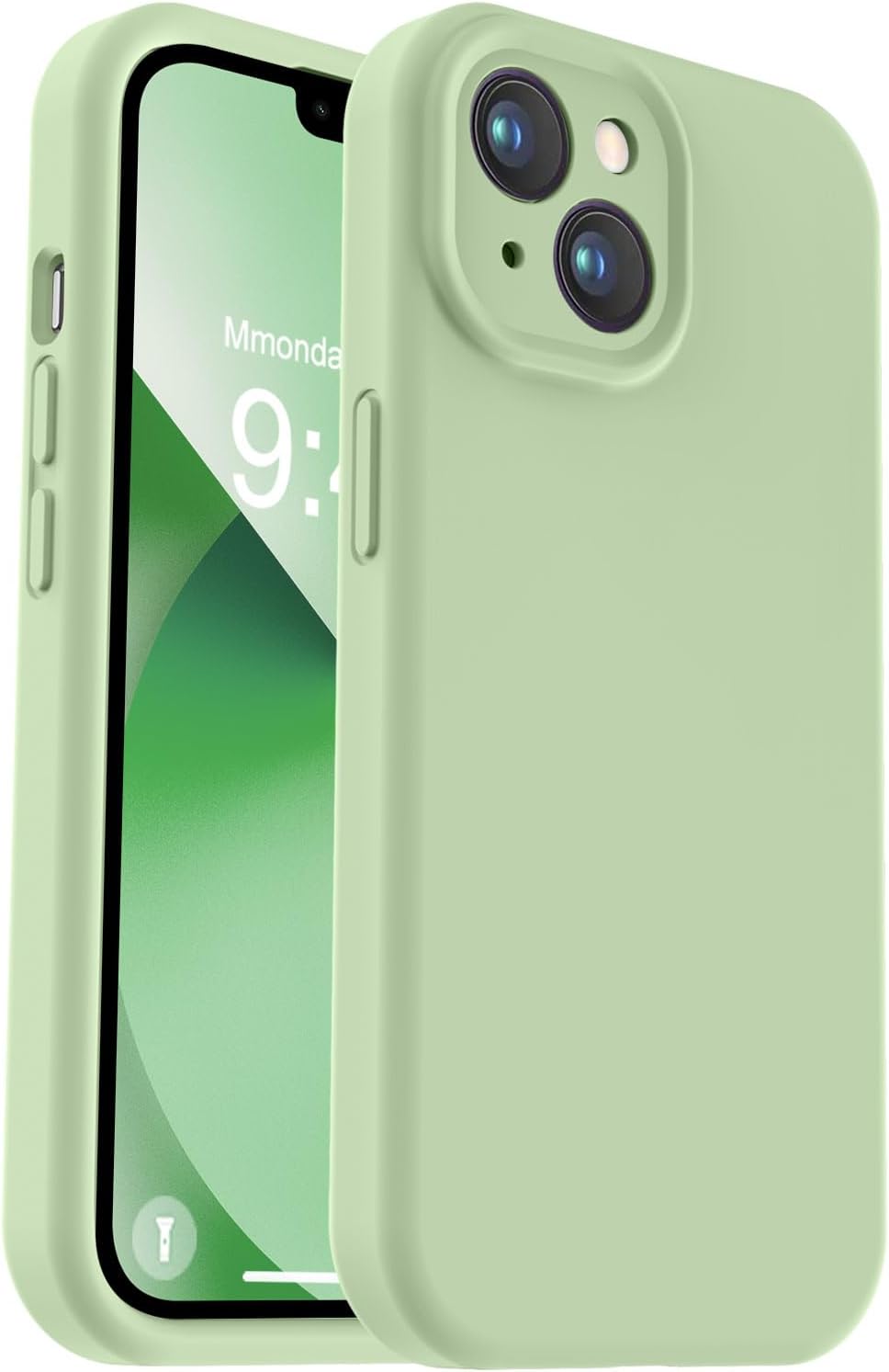 Vooii Compatible with iPhone 13 Case, Liquid Silicone Upgrade [Camera Protection] [Soft Anti-Scratch Microfiber Lining] Shockproof Phone Case for iPhone 13 6.1 inch - Matcha