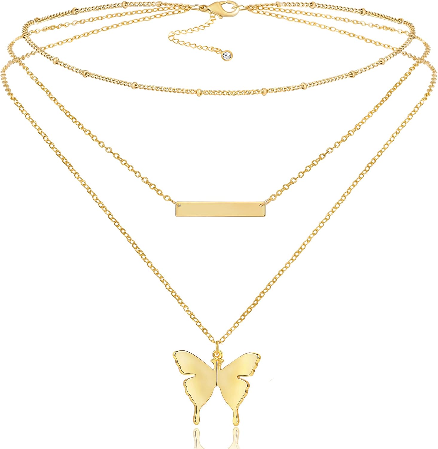 Fiusem Gold Layered Necklaces for Women, Dainty 14K Gold Plated Pendant Necklace and Choker Necklaces for Women