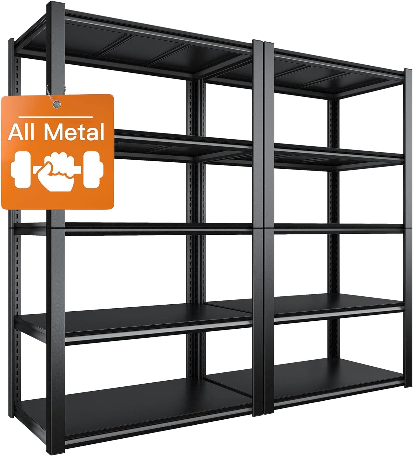 Raybee Garage Shelving 2000LBS Heavy Duty Storage Shelves Adjustable 5 Tier Metal Shelves for Storage Garage Shelves Storage Rack Shelving Unit Pantry Shelf for Kitchen, 32W x 16.5D x 63H, 2 Pack