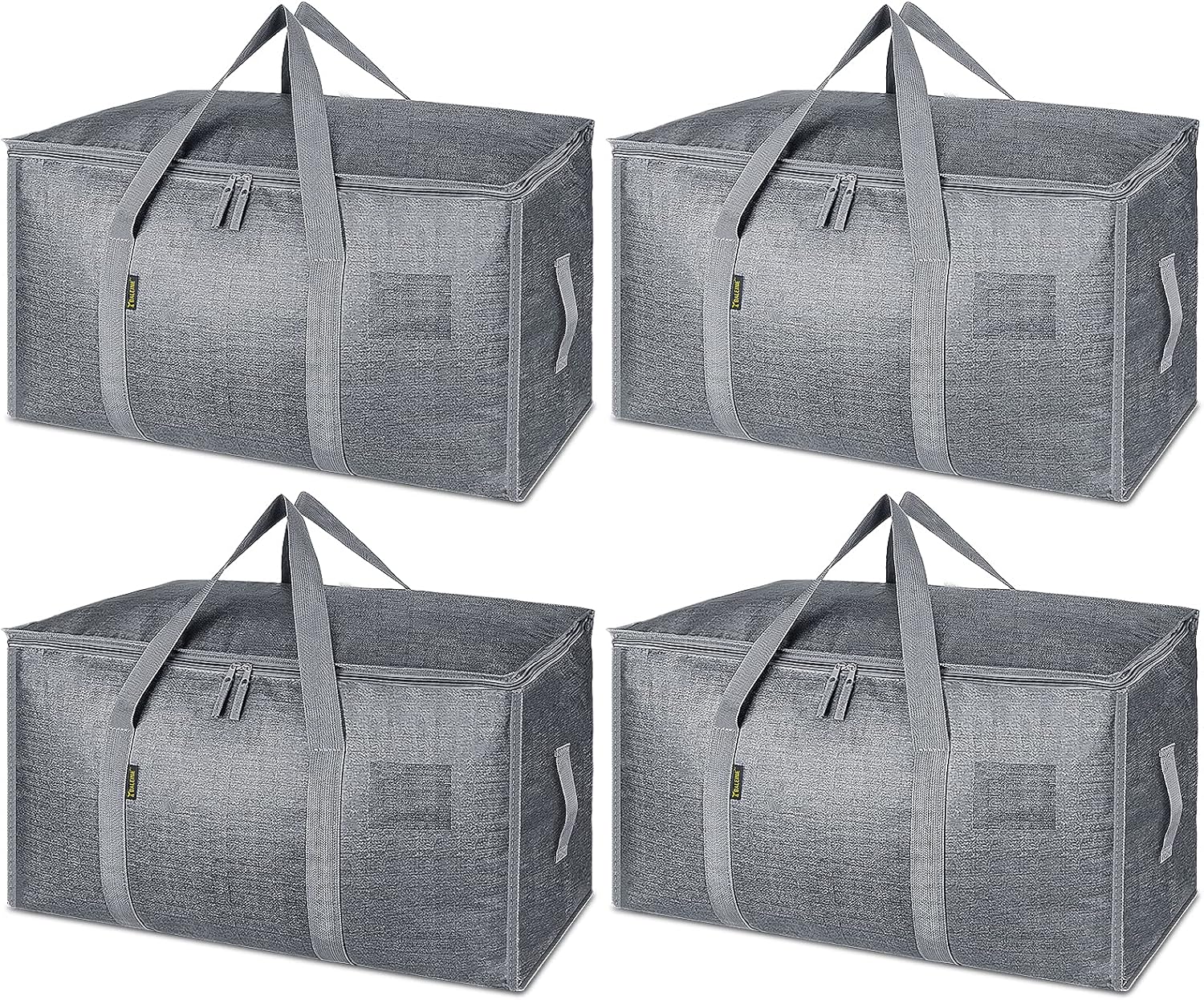 BALEINE 4-Pack Oversized Moving Bags with Reinforced Handles, Heavy-Duty Storage Tote for Clothes, Moving Supplies (Winter Grey, 4-Pack)