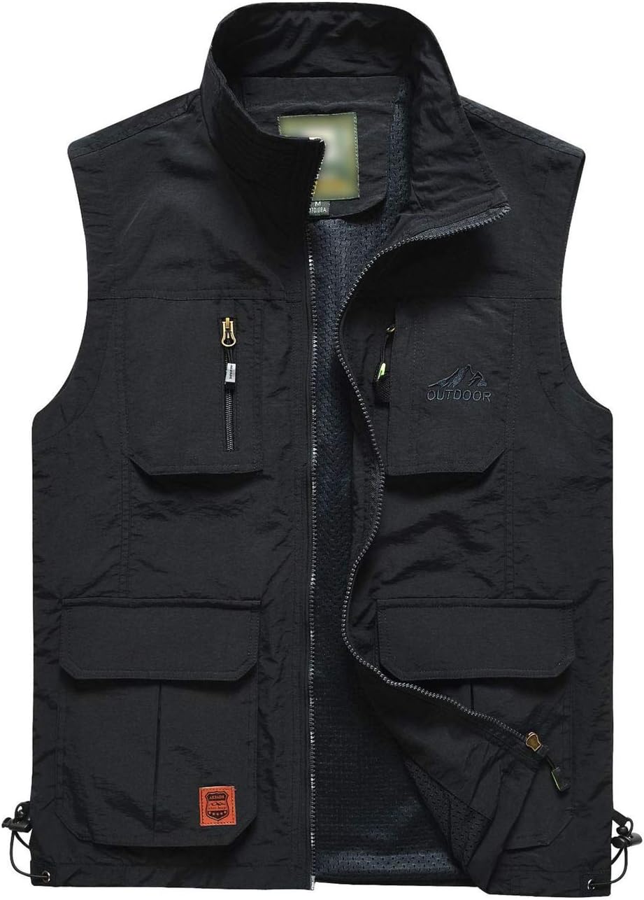 Flygo Men' Lightweight Outdoor Travel Work Fishing Vest With Multi-Pockets