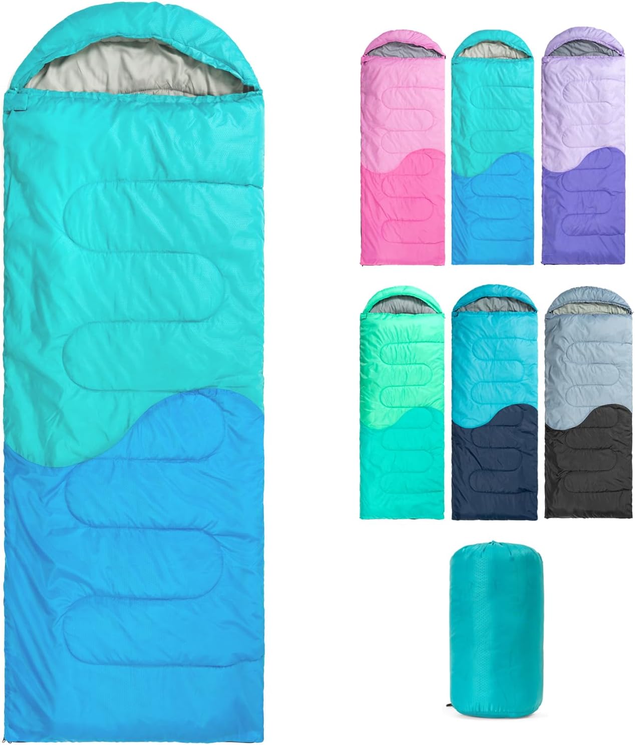 Sleeping Bag - 3 Seasons for Adults Kids Boys Girls Camping Hiking - Warm Cold Weather Lightweight Portable with Compression Bag for Backpacking in Spring, Summer, Fall and Winter