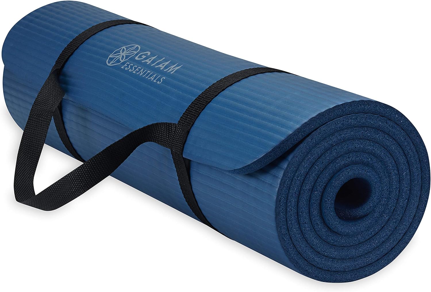 Gaiam Essentials Thick Yoga Mat Fitness & Exercise Mat with Easy-Cinch Yoga Mat Carrier Strap, 72L x 24W x 2/5 Inch Thick