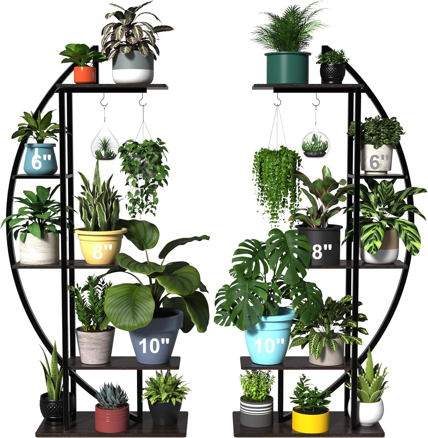 GDLF Tall Plant Stand Large Plant Shelf Indoor 71" Metal flower rack with hanging hook, Improved Taller Design with more space for larger plants (pots up to 10")