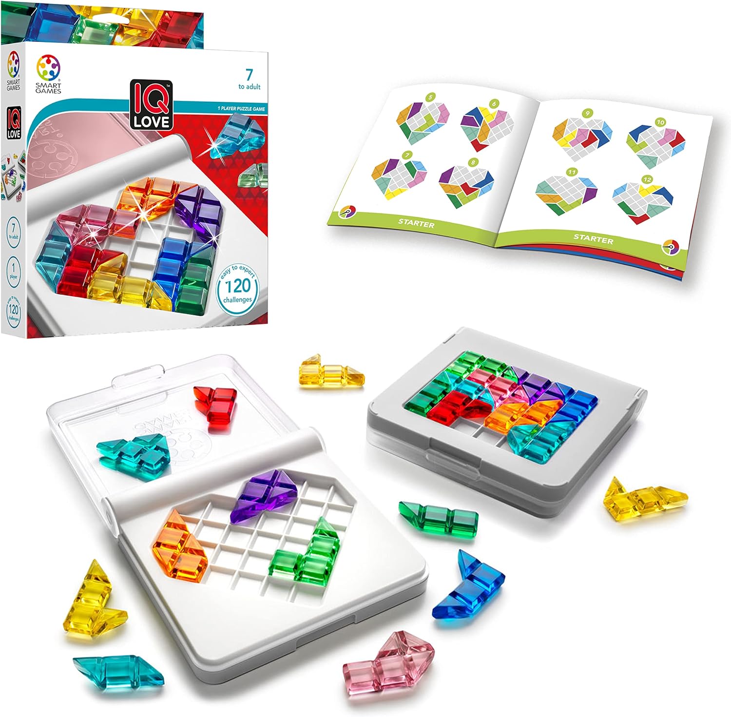 SmartGames IQ Love Travel Puzzle Game with 120 Challenges for Ages 7 - Adult