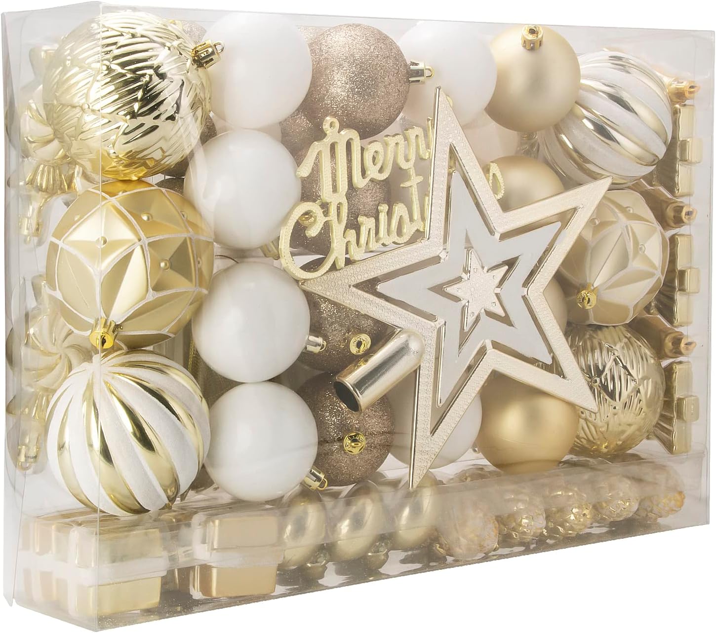 LARAINE Christmas Balls Ornaments 88 Pcs Decorations for Christmas Tree, Shatterproof Hanging Ball Variety Gift Set of Holiday Party Wedding Decoration (Gold (2023))