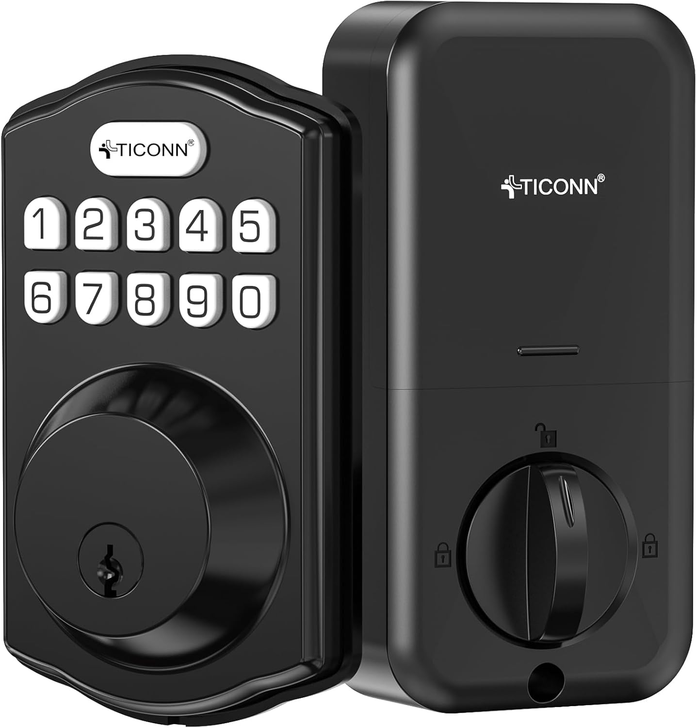 TICONN Keyless Deadbolt Entry Door Lock, Keypad Locks for Front Door with Passcode, Traditional Door Lock Security with Auto Lock and Spare Keys (Matte Black)