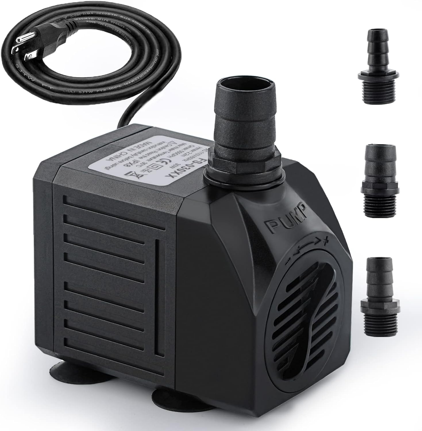 FREESEA Aquarium Submersible Fountain Pump: 30W 550GPH Adjustable Quiet Water Pumps with 7.2ft High Lift for Small Pond | Waterfall | Outdoor | Statuary | Hydroponic (550GPH)