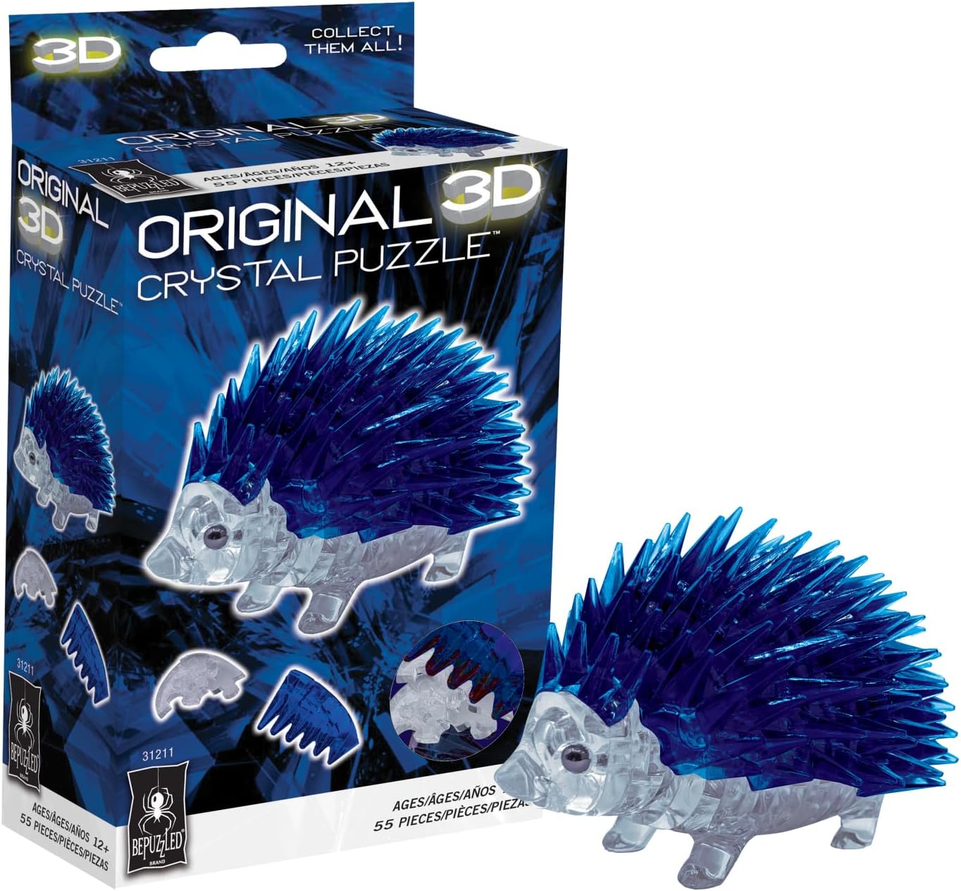 BePuzzled | Hedgehog Standard Original 3D Crystal Puzzle, Ages 12 and Up