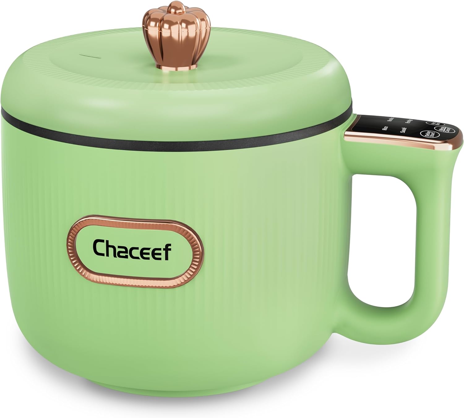 CHACEEF Rice Cooker Small 2-Cups Uncooked, 1.2L Smart Control Mini Rice Cooker with Noodles, Sauté, Porridge Functions, Small Rice Cooker with Non-stick Coating, College Dorm Room Essentials, Green