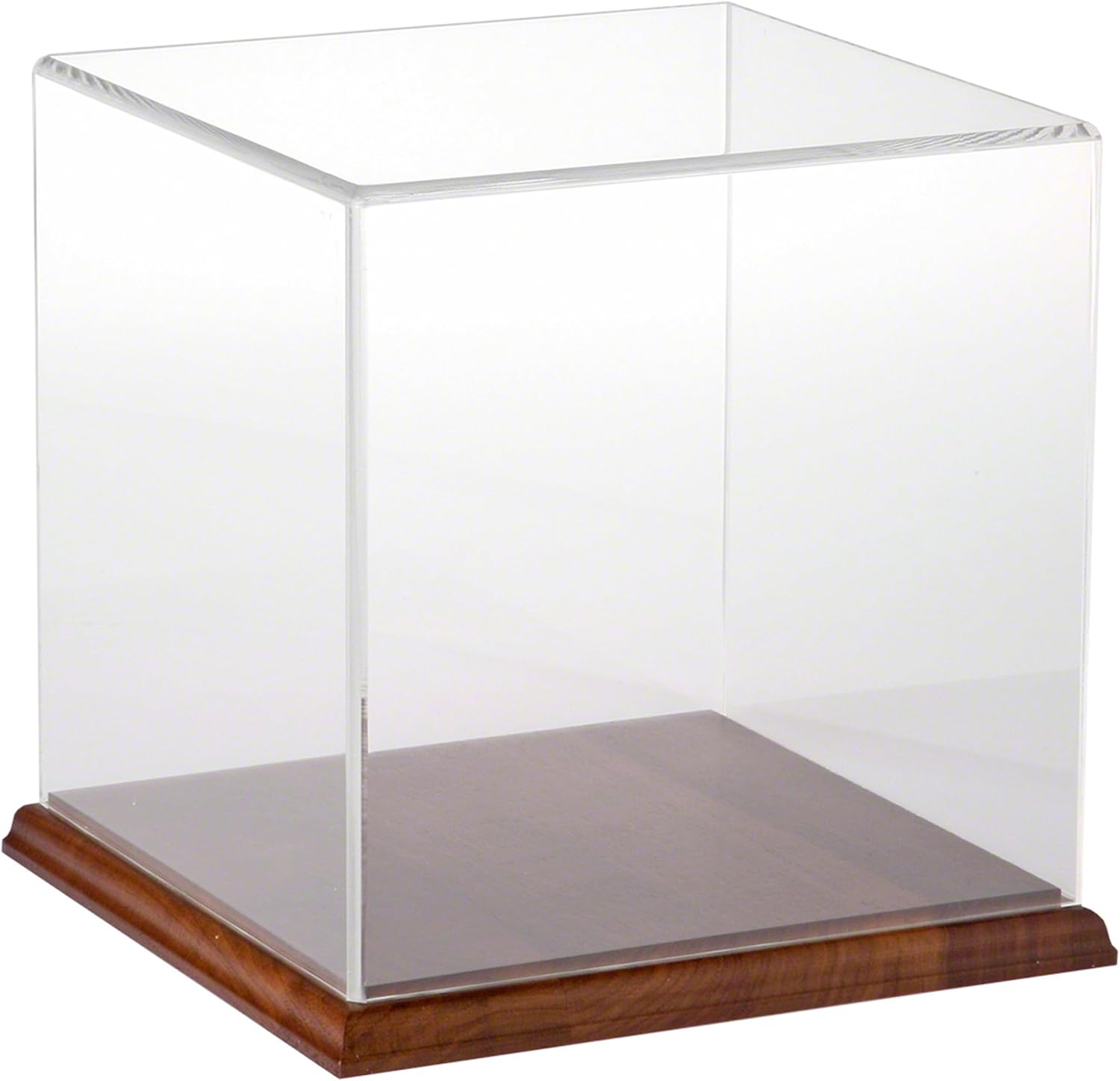 Plymor Clear Acrylic Display Case with Hardwood Base, 8 x 8 x 8