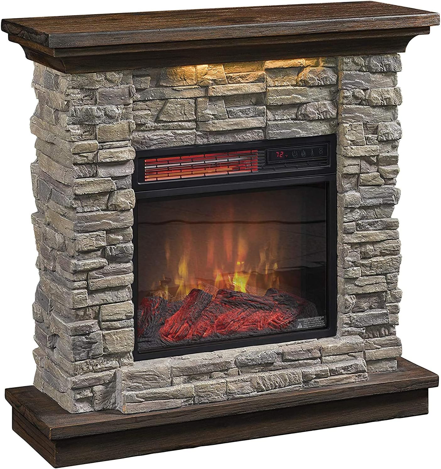 duraflame Wall Mantel Electric Fireplace with Remote Control, Smoky Gray Stone