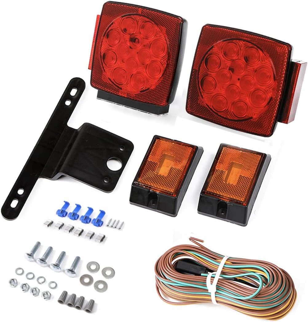 CZC AUTO 12V Submersible LED Trailer Tail Light Kit for Under 80 Inch Trailer Boat utility Trailer Waterproof (Trailer light kit)