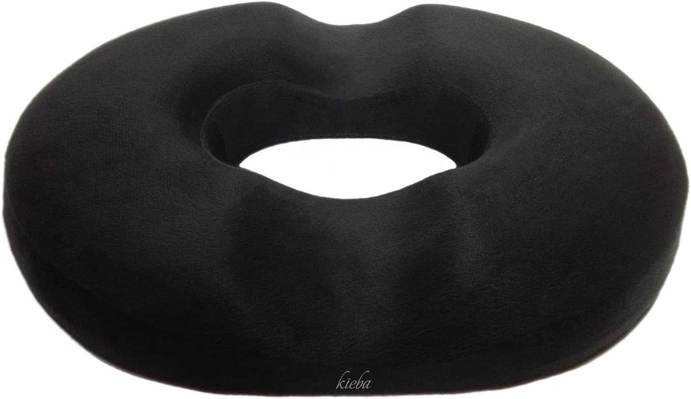 Hemorrhoid Treatment Donut Tailbone Cushion, Prostate Pillow, Pregnancy, Post Natal, Bed Sores, Coccyx, Sciatica, 18 Inches. Ultra Premium Comfort Foam (Black)