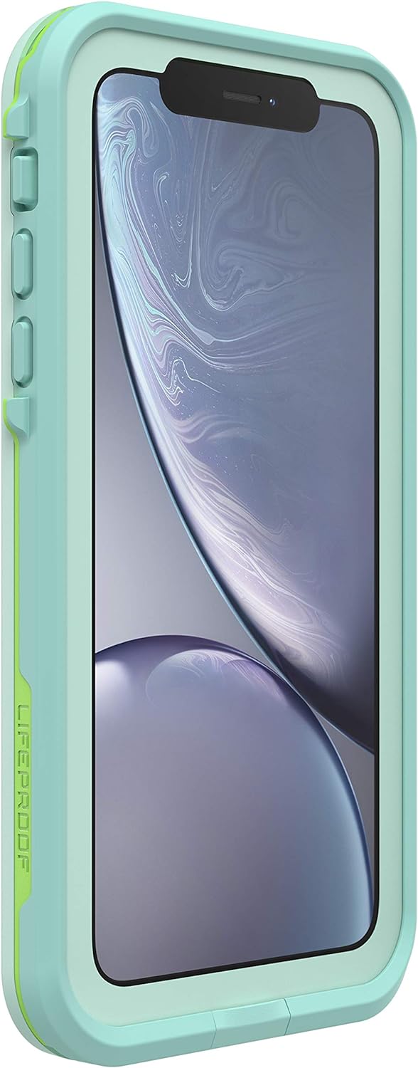 LifeProof iPhone XR FR Series Case - TIKI (FAIR AQUA/BLUE TINT/LIME), waterproof IP68, built-in screen protector, port cover protection, snaps to MagSafe