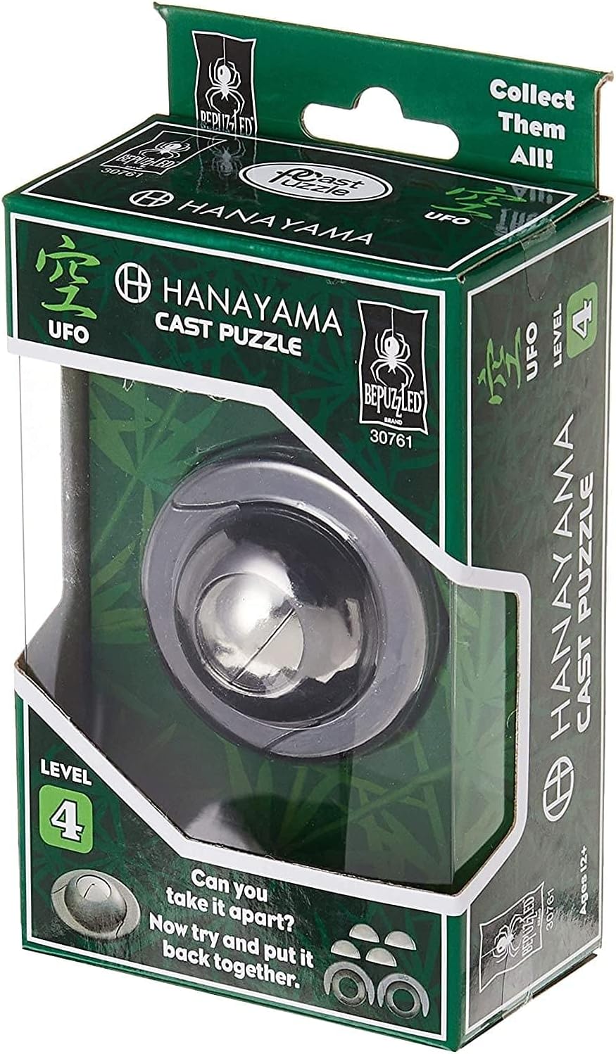 BePuzzled | UFO Hanayama Metal Brainteaser Puzzle Mensa Rated Level 6, for Ages 12 and Up