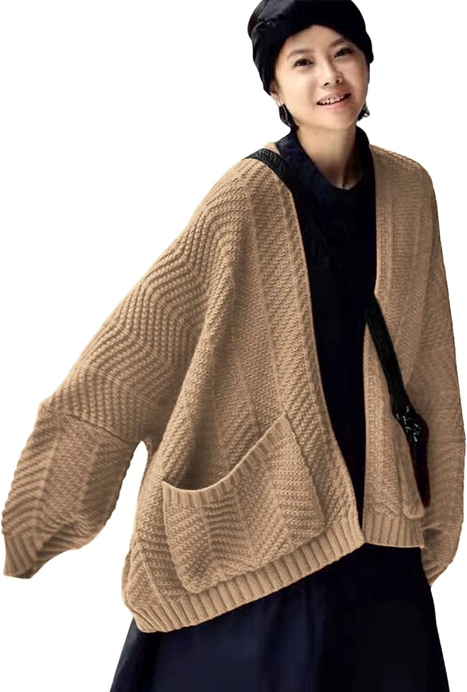 YESNO Womens Oversized Cardigan Sweaters Long Sleeve Knitted Open Front Cardigan LA8