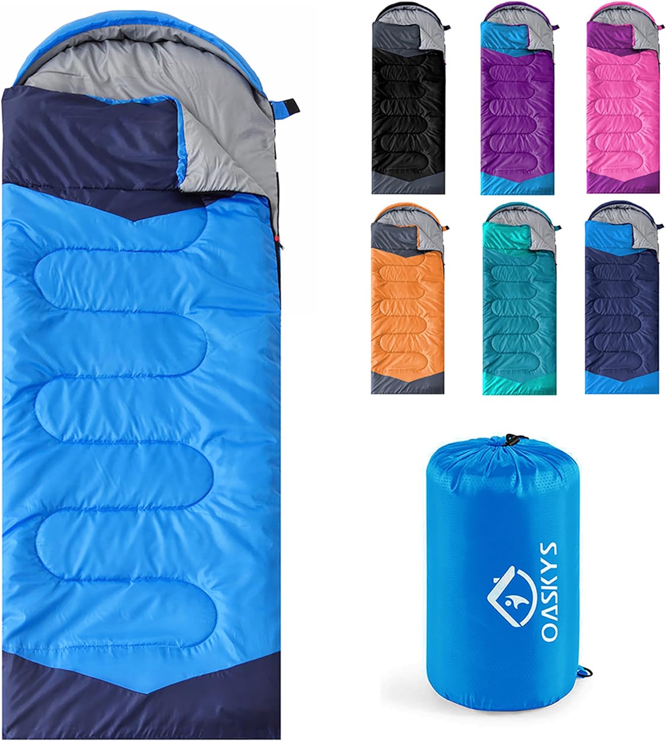 Camping Sleeping Bag - 3 Season Warm & Cool Weather - Summer Spring Fall Lightweight Waterproof for Adults Kids - Camping Gear Equipment, Traveling, and Outdoors