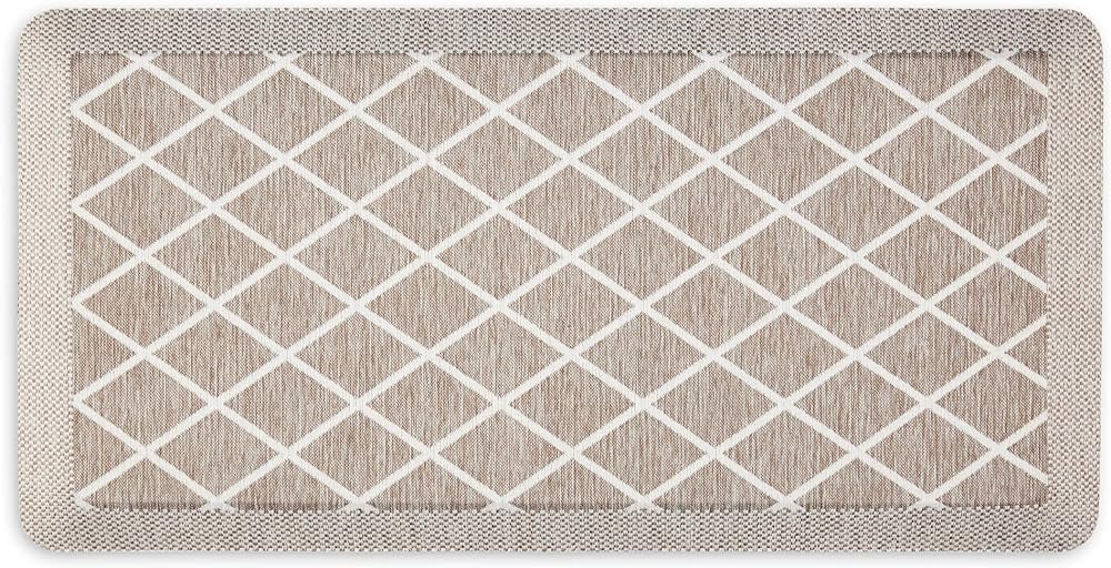 Martha Stewart Miles Modern Diamond Anti-Fatigue Air-Infused Kitchen Mat, Coffee Brown, 19.6"x39"