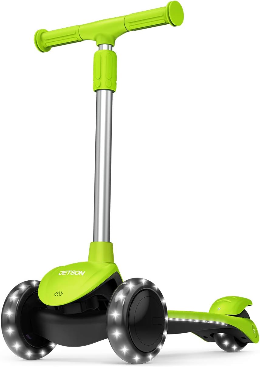 Jetson Lumi 3 Wheel Light-Up Kick Scooter for Girls or Boys, Ages 3+ - Max Grip Light Up Deck and PVC Wheels- Adjustable Height