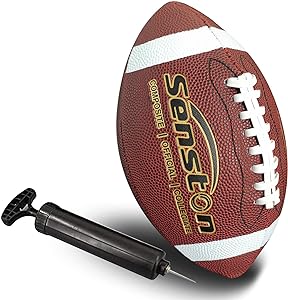 Senston Football Size 9/6 - Premium Composite Leather High School/Kids/Junior/Youth Football with Pump Size Football with Pump