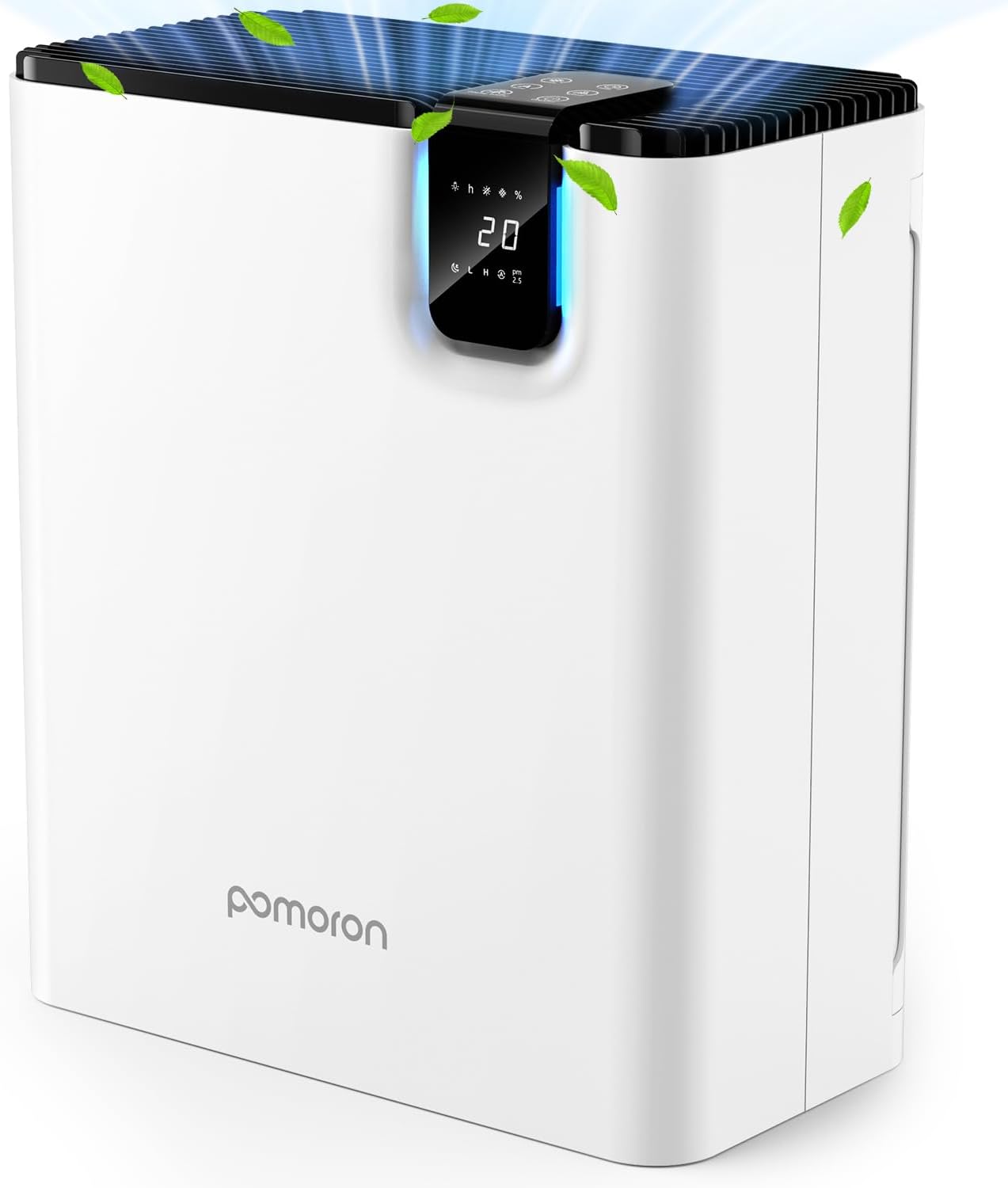 POMORON Air Purifiers for Home Large Room Up to 1076Ft with Air Quality Sensor&Auto Mode, UV Light, Efficient HEPA Air Purifiers Filter 99.97% of Pollen Allergies Smoke Pet Dander for Bedroom, White