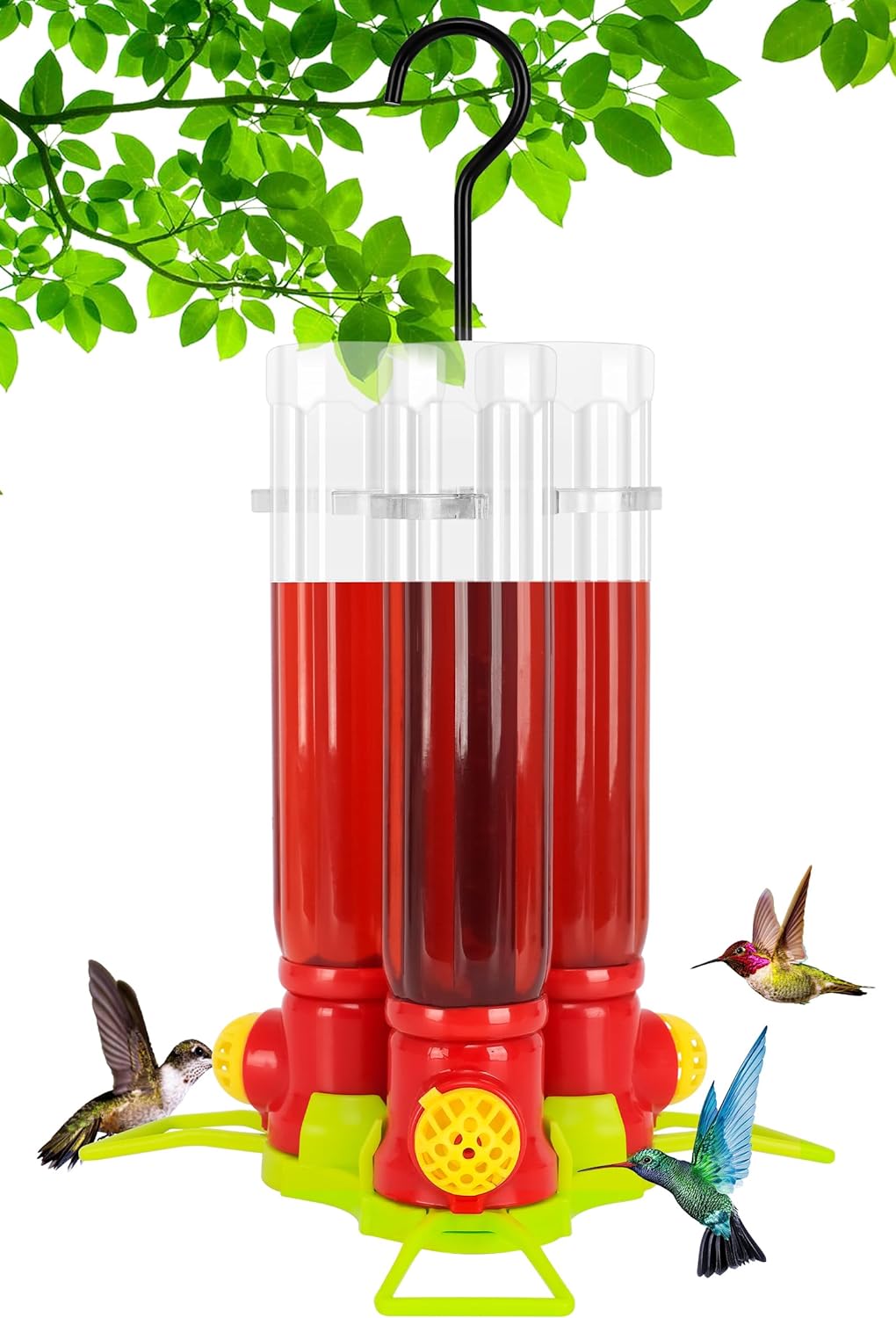 FEED GARDEN Small Hummingbird Feeders for Outdoors Hanging, 12oz (4oz Each) Mini Humming Birds Feeders with Bee Guards, Plastic Hummingbird Feeder,3 Feeding Ports, The Cleaning Brush, Easy to Clean