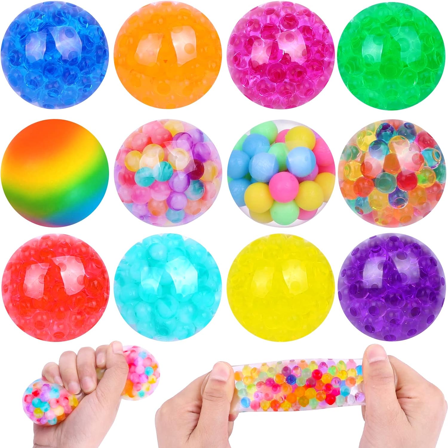 Stress Balls 12pcs Squishy Balls for Adults Stress Relief Squeeze Fidget Balls Set for Party Favors Gifts