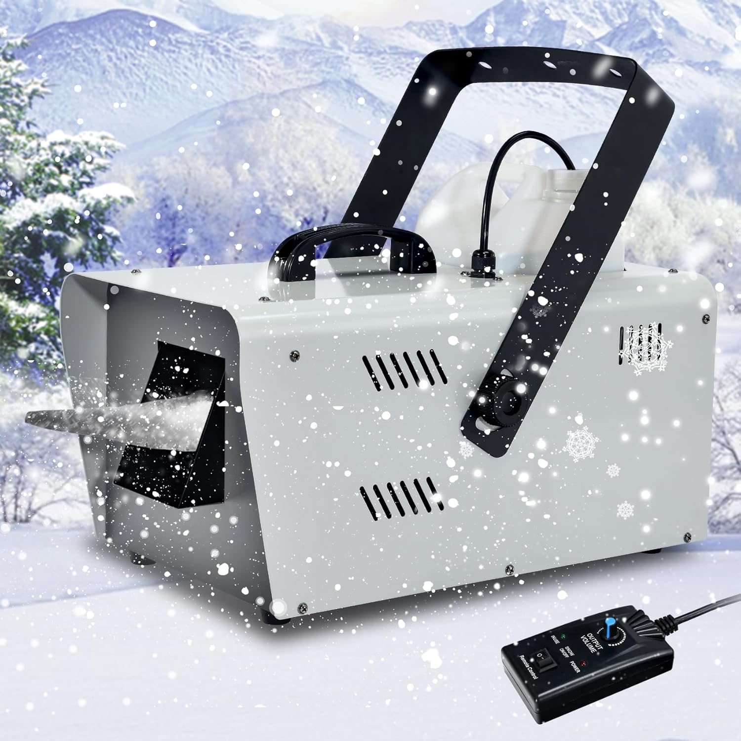 TCFUNDY Snow Machine 1500W Snow Making Machine Snowflake Maker for Christmas Wedding Kids Party Stage Effect with Wired Remote Control