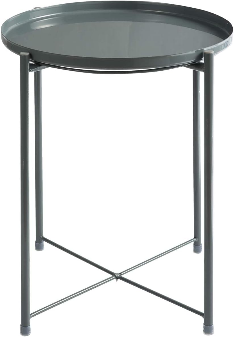 HollyHOME Metal End Side Table, Sofa Table Small Round Tray Tables, (H) 20.28