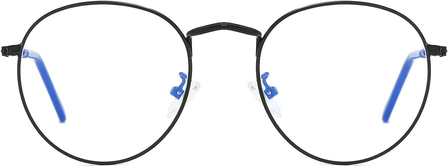 AIEYEZO Round Glasses for Women Men Fashion Blue Light Blocking Glasses Circle Metal Wire Frame Eyeglasses