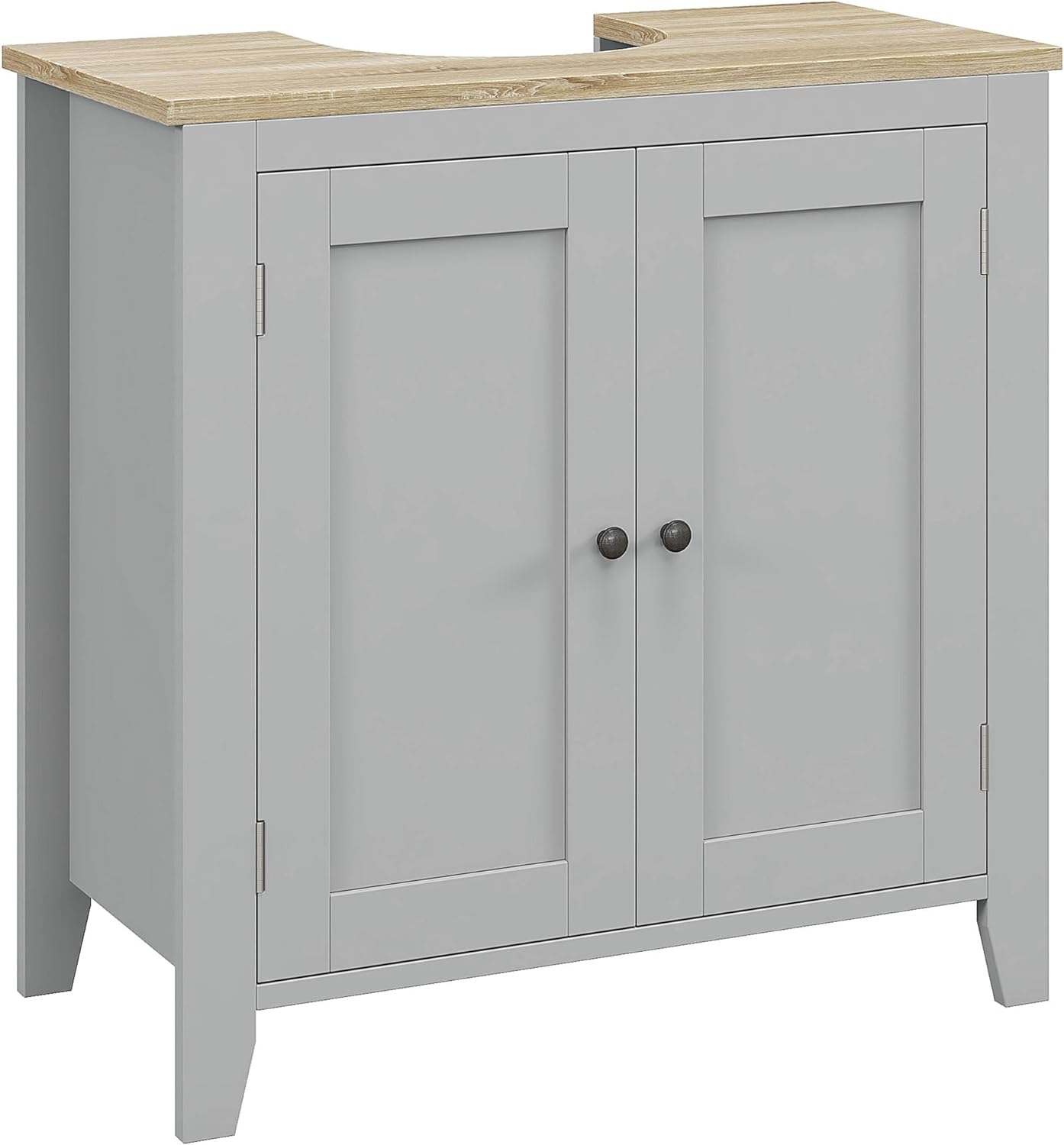 kleankin Pedestal Sink Storage Cabinet, Under Sink Cabinet, Bathroom Vanity Cabinet with U-Shape and Adjustable Internal Shelf, Gray