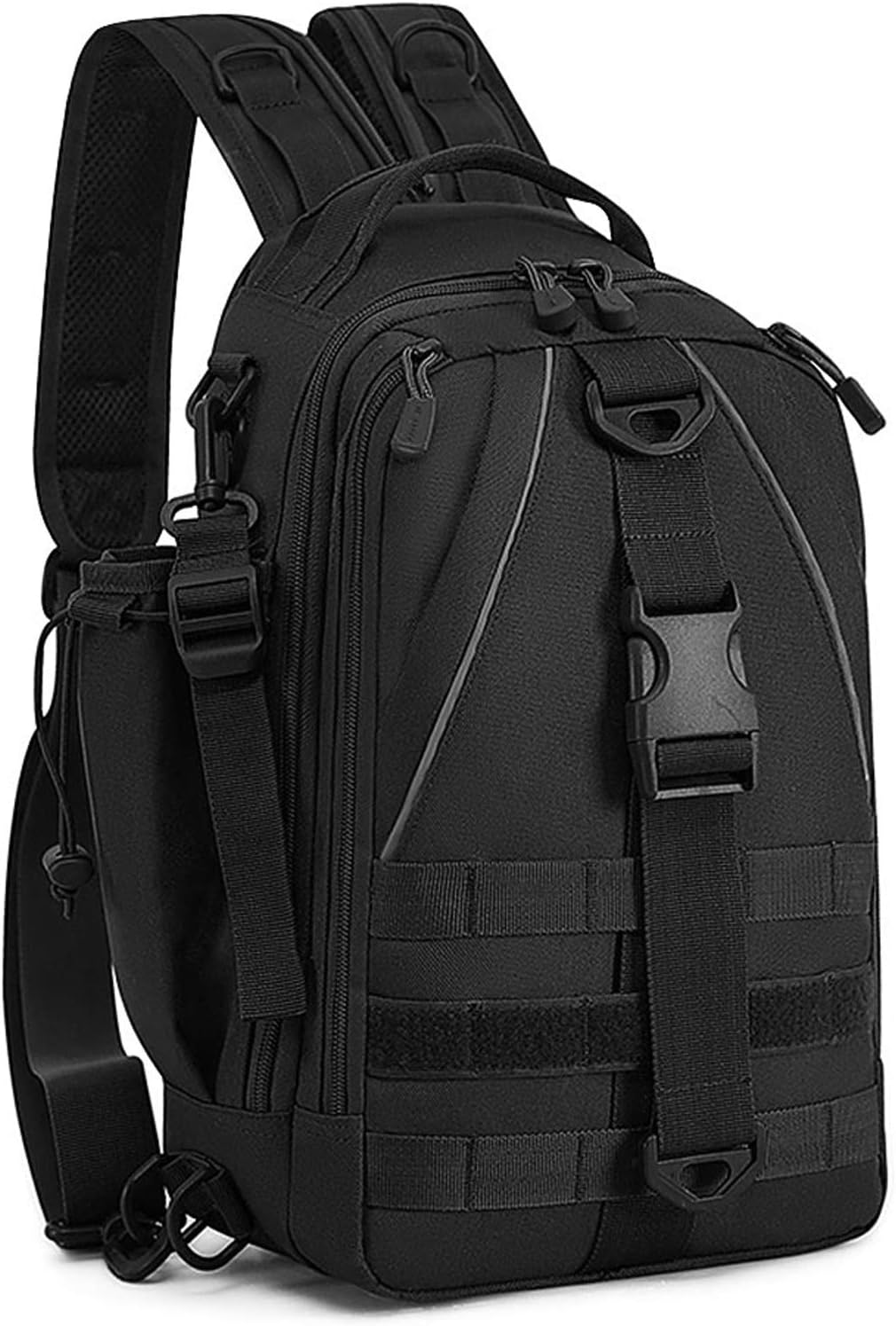 BAIGIO Fishing Backpack Tactical Tackle Sling Bag One Strap Shoulder Bag with Rod Holder - Tackle Box Fly Fishing Bags for Men Women Black