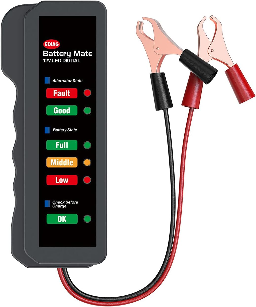 EDIAG 12V Car Battery Tester BM310 Digital Alternator Tester, Check Battery Condition & Alternator Charging for Car, Motorcycle