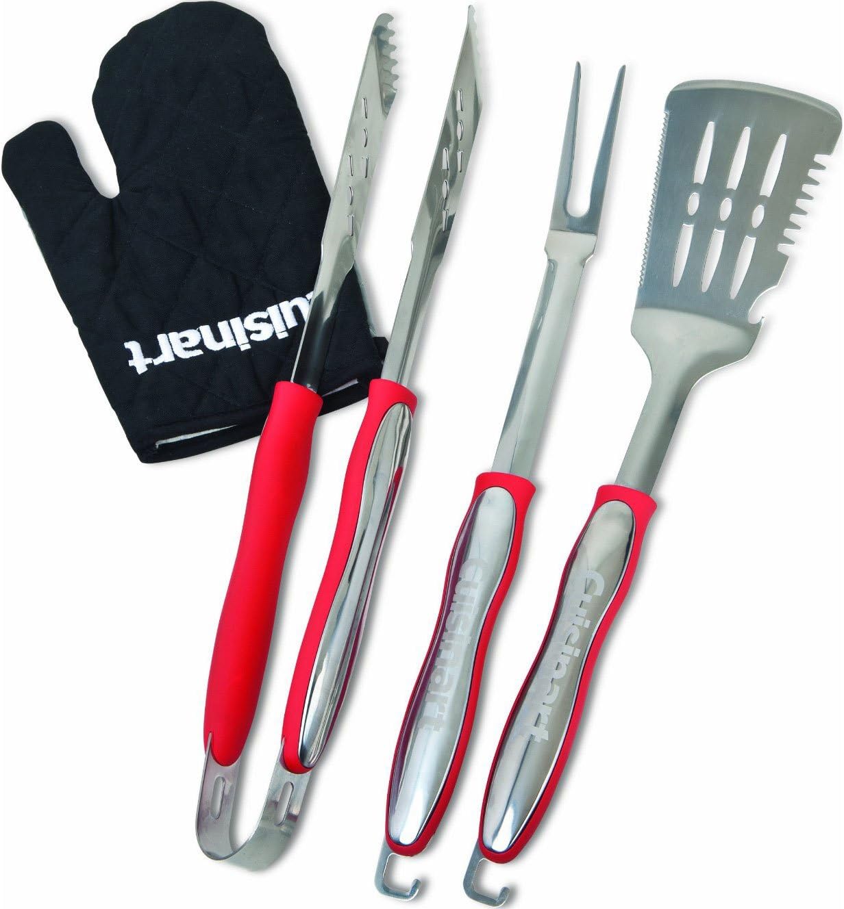 Cuisinart CGS-134 Grilling Tool Set with Grill Glove, Red (3-Piece)