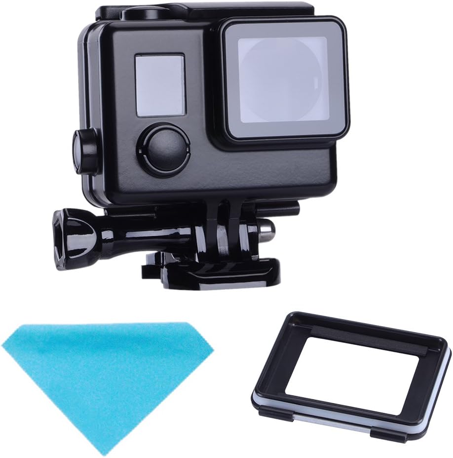 Suptig Replacement Waterproof Case Protective Black Housing Touch housing for GoPro Hero 4 Hero 3+ Hero3 Outside Sport Camera for Underwater Use Water Resistant up to 147ft (45m)