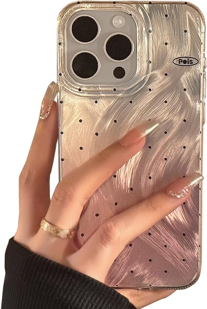 for iPhone 15 Case Cute Bling Gradient Polka Dot Twinkle Glitter Y2K Kawaii Lovely Girly Aesthetic Personalized Design for Women Girls Teens TPU Case, 6.1, Silver White